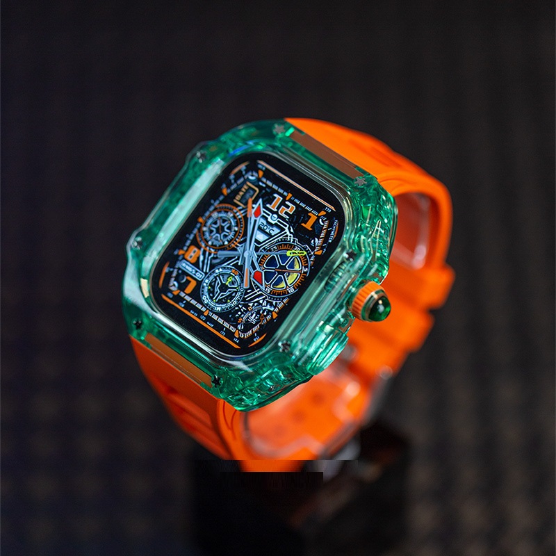 Green Case+Orange Band