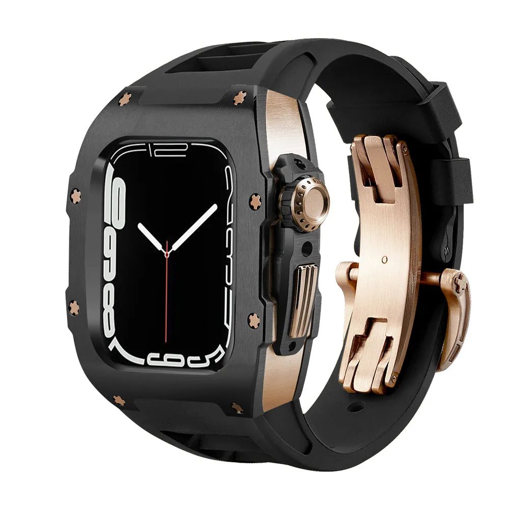 Black Stainless Steel Case/Black Band/Rose Gold Buckle