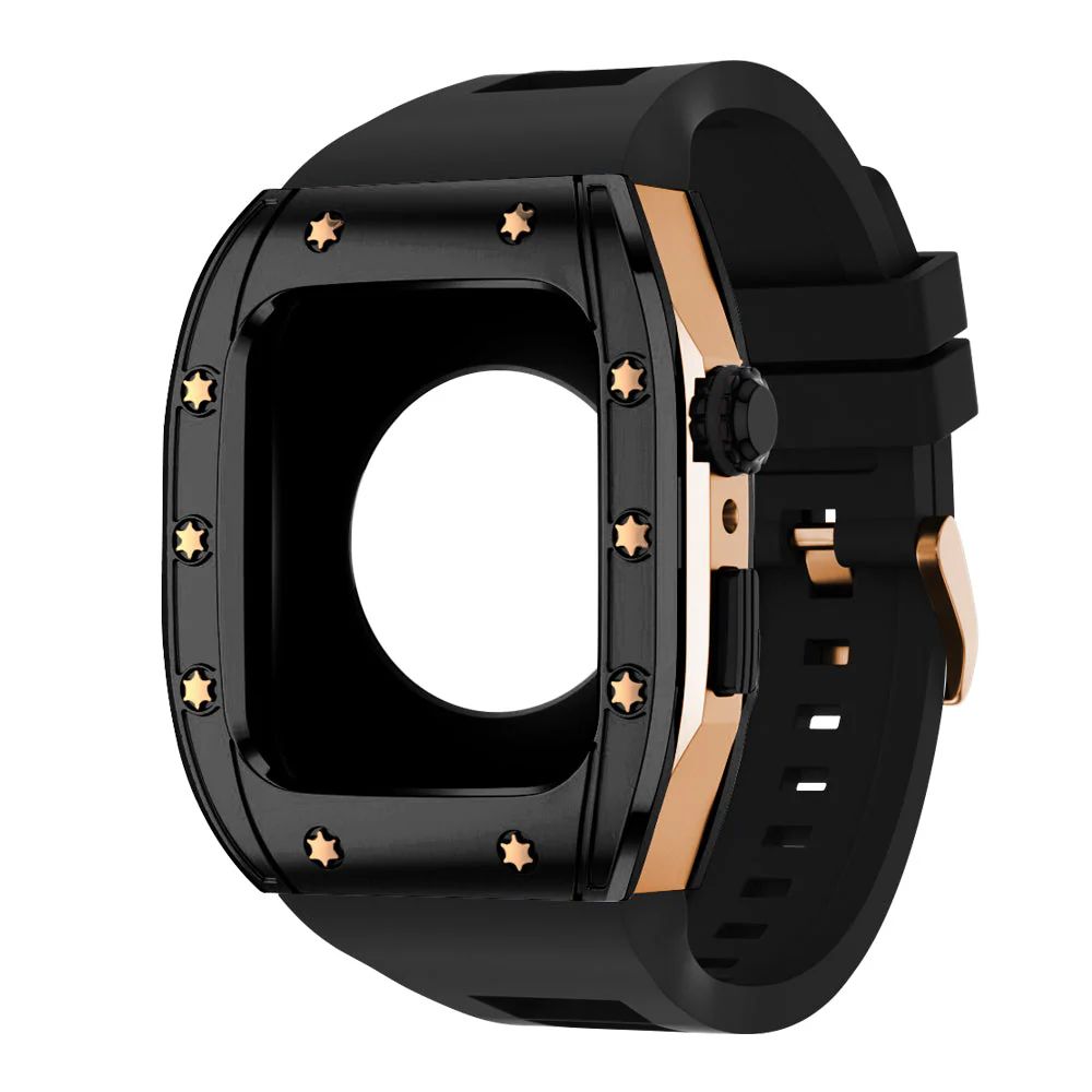 Black/Rose Gold Case+Black Band+Rose Gold Buckle