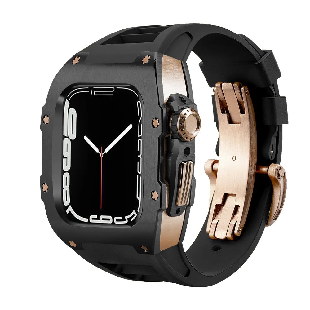 Black/Rose Gold Case+Black Strap+Rose Gold Buckle