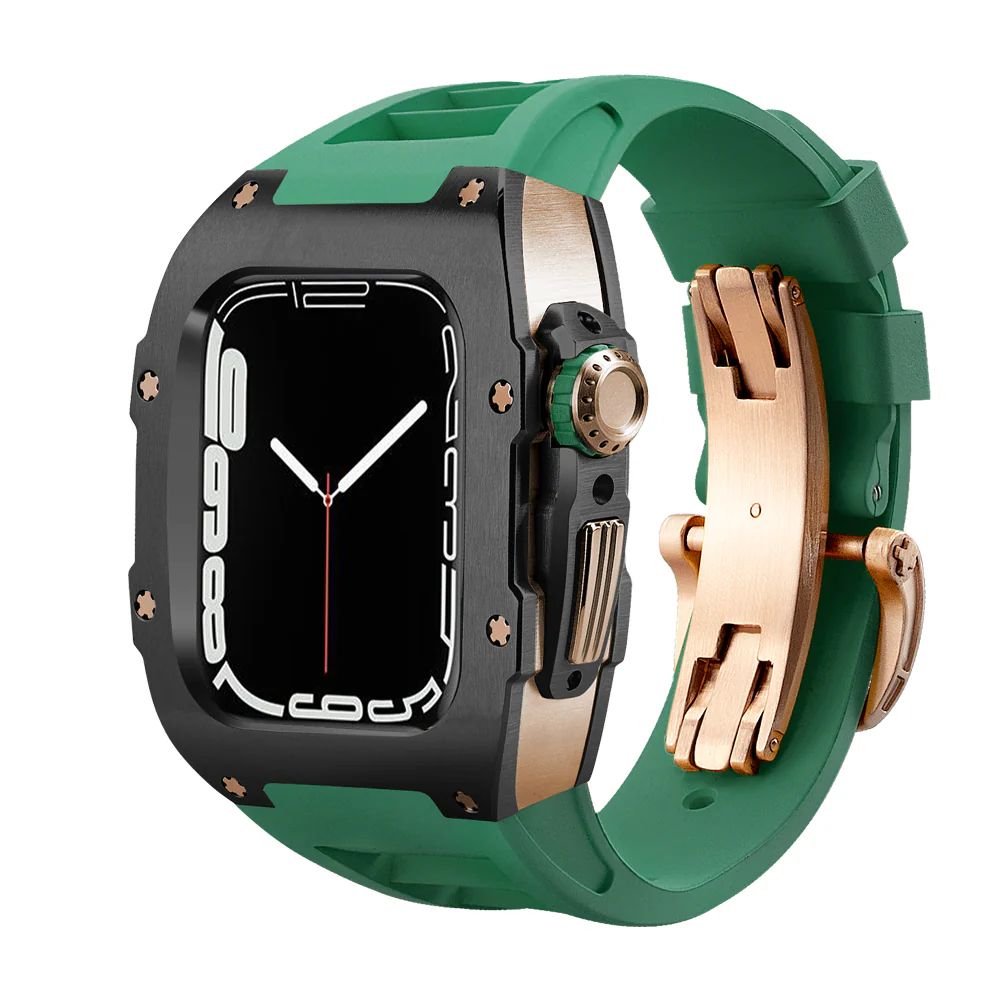 Black/Rose Gold Case+Green Strap+Rose Gold Buckle