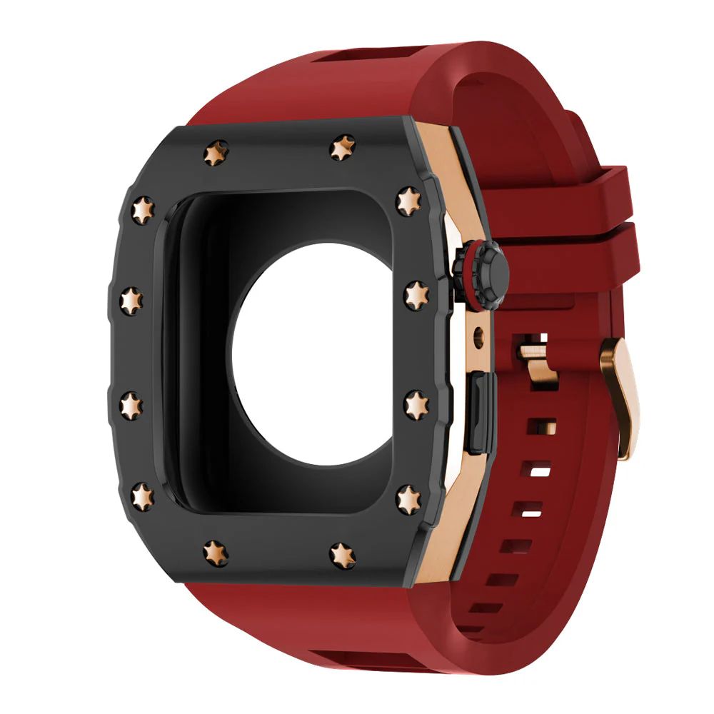 Black/Rose Gold Case+Red Band+Rose Gold Buckle