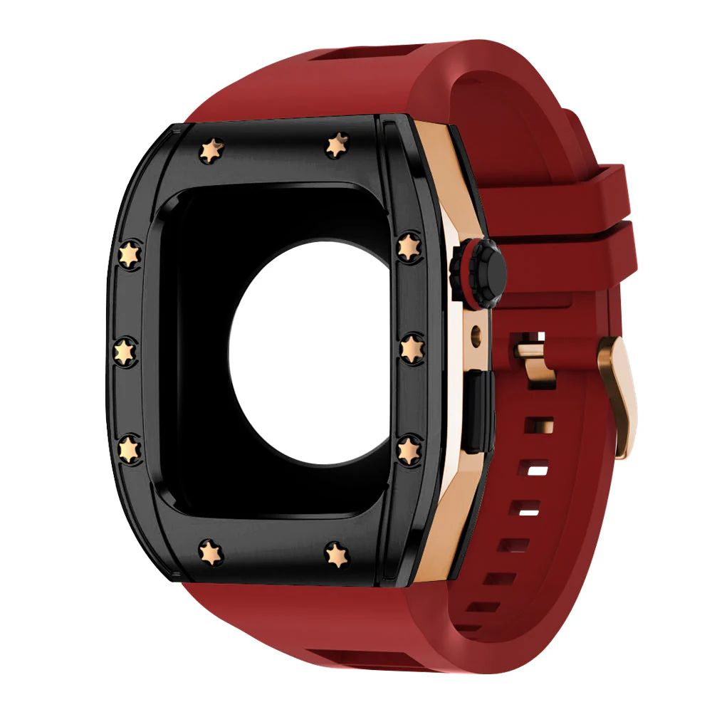 Black/Rose Gold Case+Red Band+Rose Gold Buckle