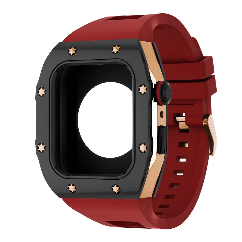 Black/Rose Gold Case+Red Band+Rose Gold Buckle