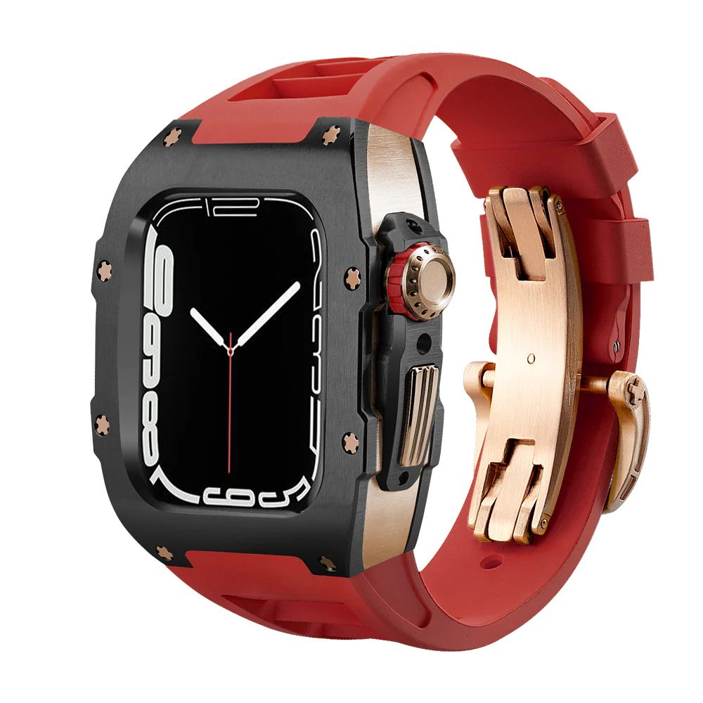 Black/Rose Gold Case+Red Strap+Rose Gold Buckle