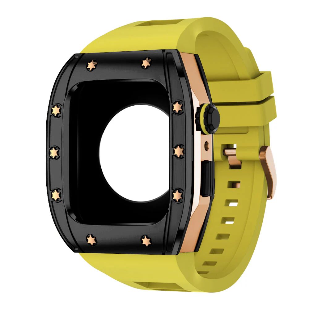 Black/Rose Gold Case+Yellow Band+Rose Gold Buckle