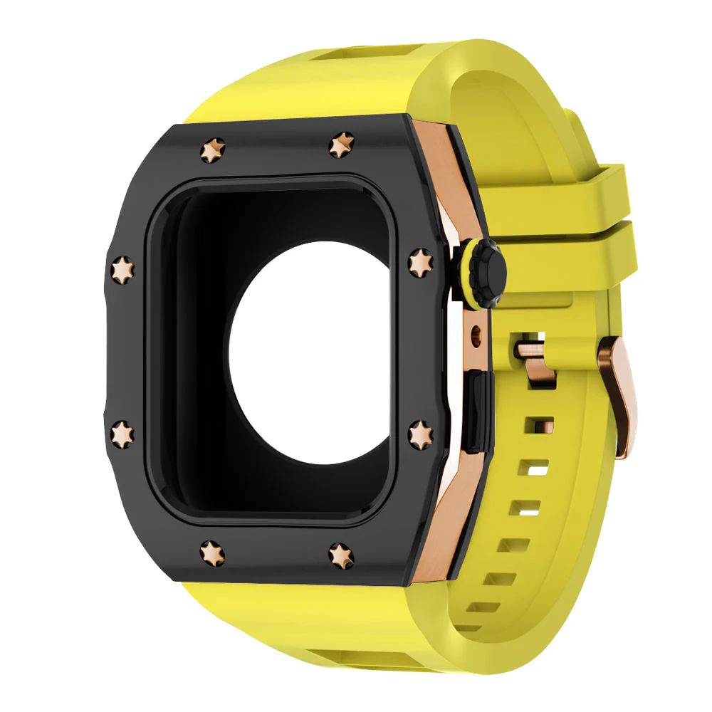 Black/Rose Gold Case+Yellow Band+Rose Gold Buckle