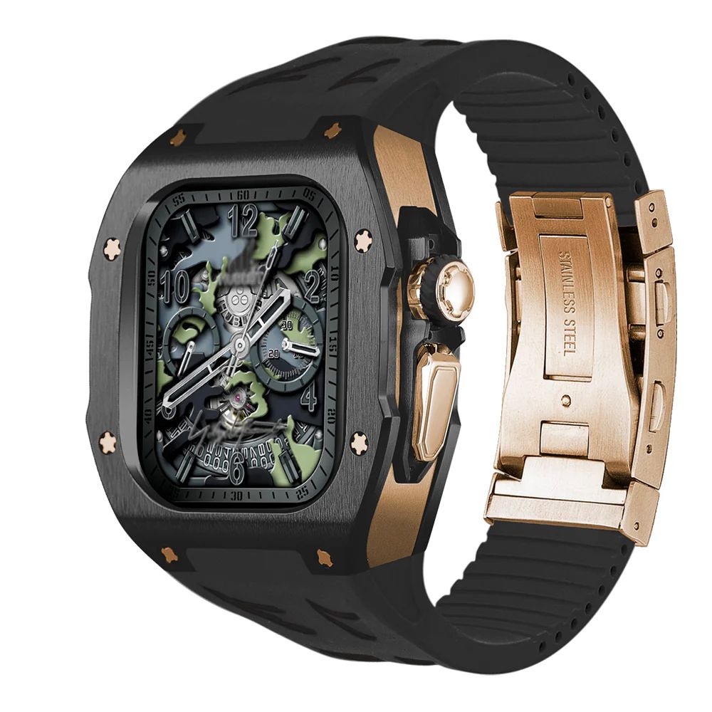 Titanium Case+Black Band+Rose Gold Buckle