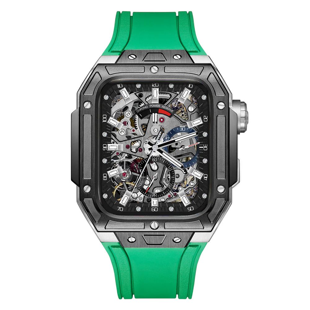 Black/Silver Case+Green Strap