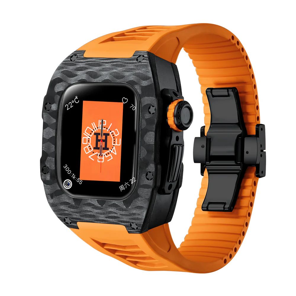 Carbon Fiber/Black Case+Orange Band+PVD Black Buckle