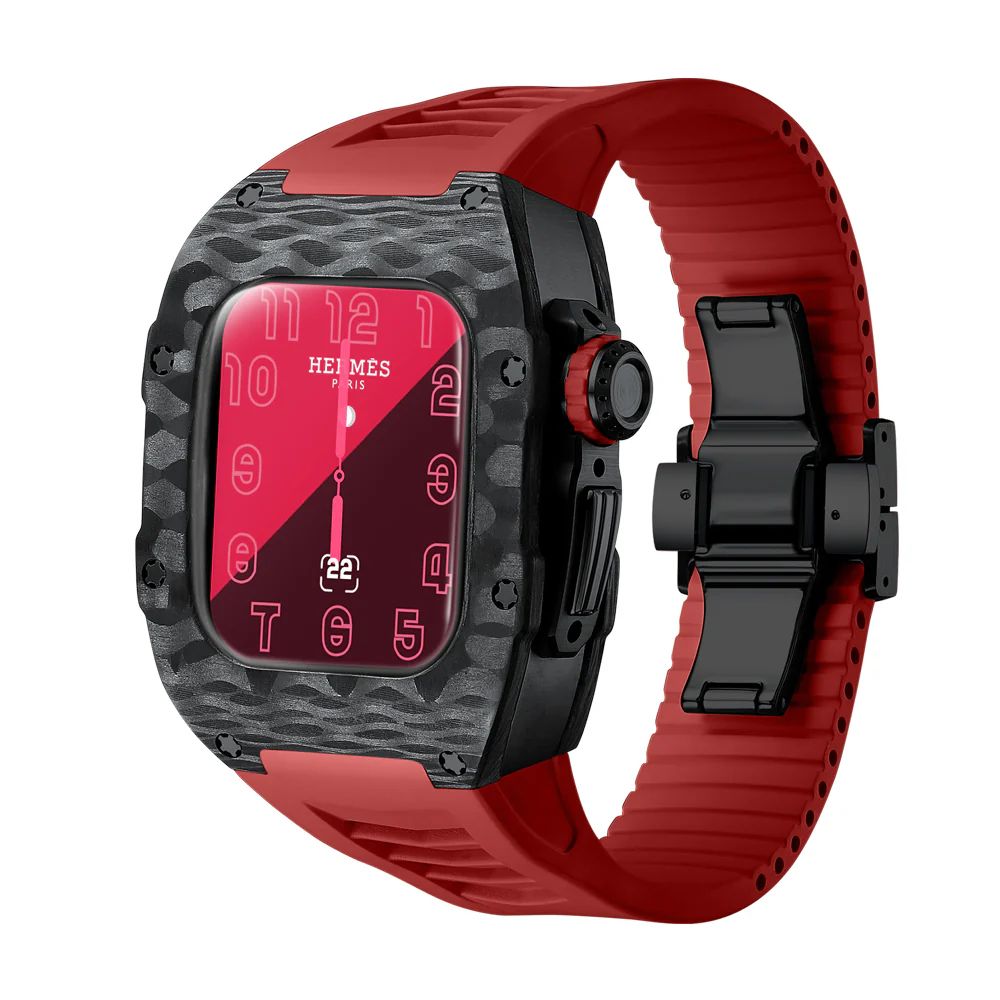 Carbon Fiber/Black Case+Red Band+PVD Black Buckle