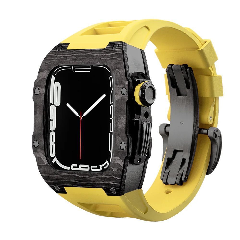 Carbon Fiber/Ti Black Case+Yellow Strap+Black Buckle