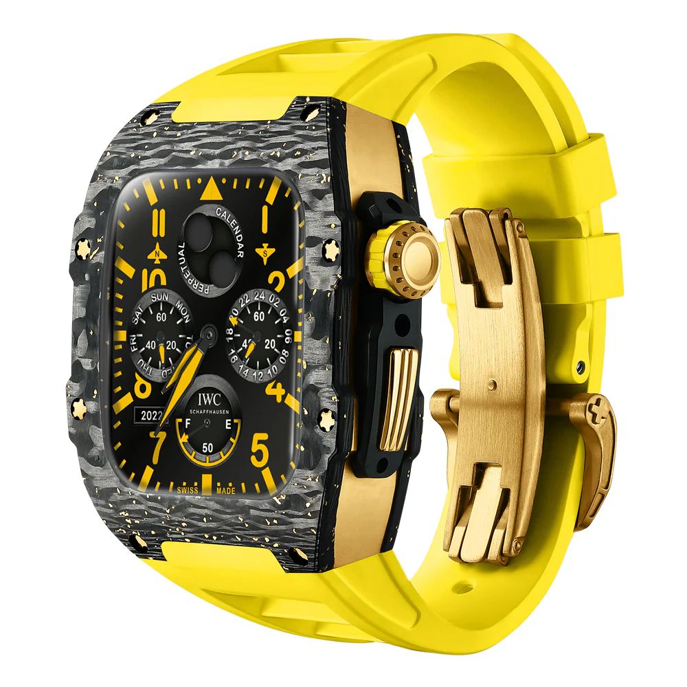 Carbon Fiber/Gold Case+Yellow Strap+PVD Gold Buckle