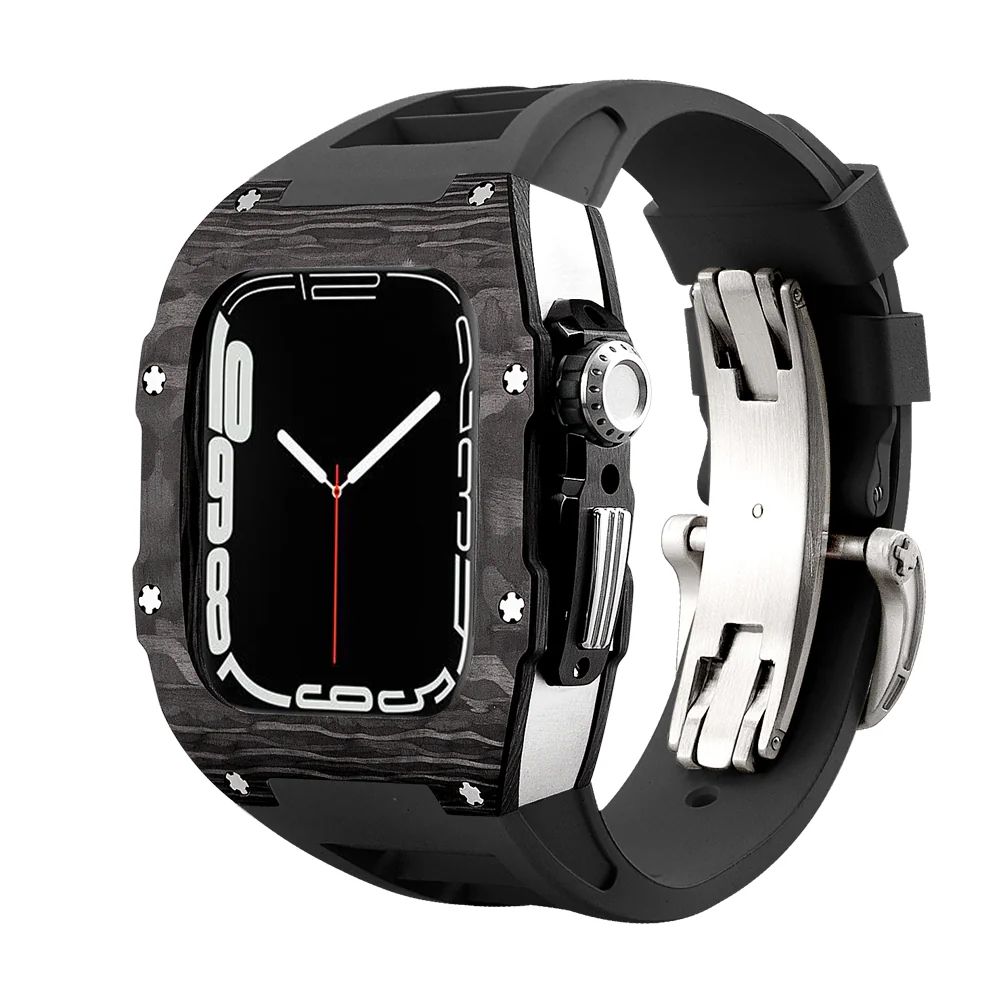 Carbon Fiber/Silver Case+Black Strap+Black Buckle