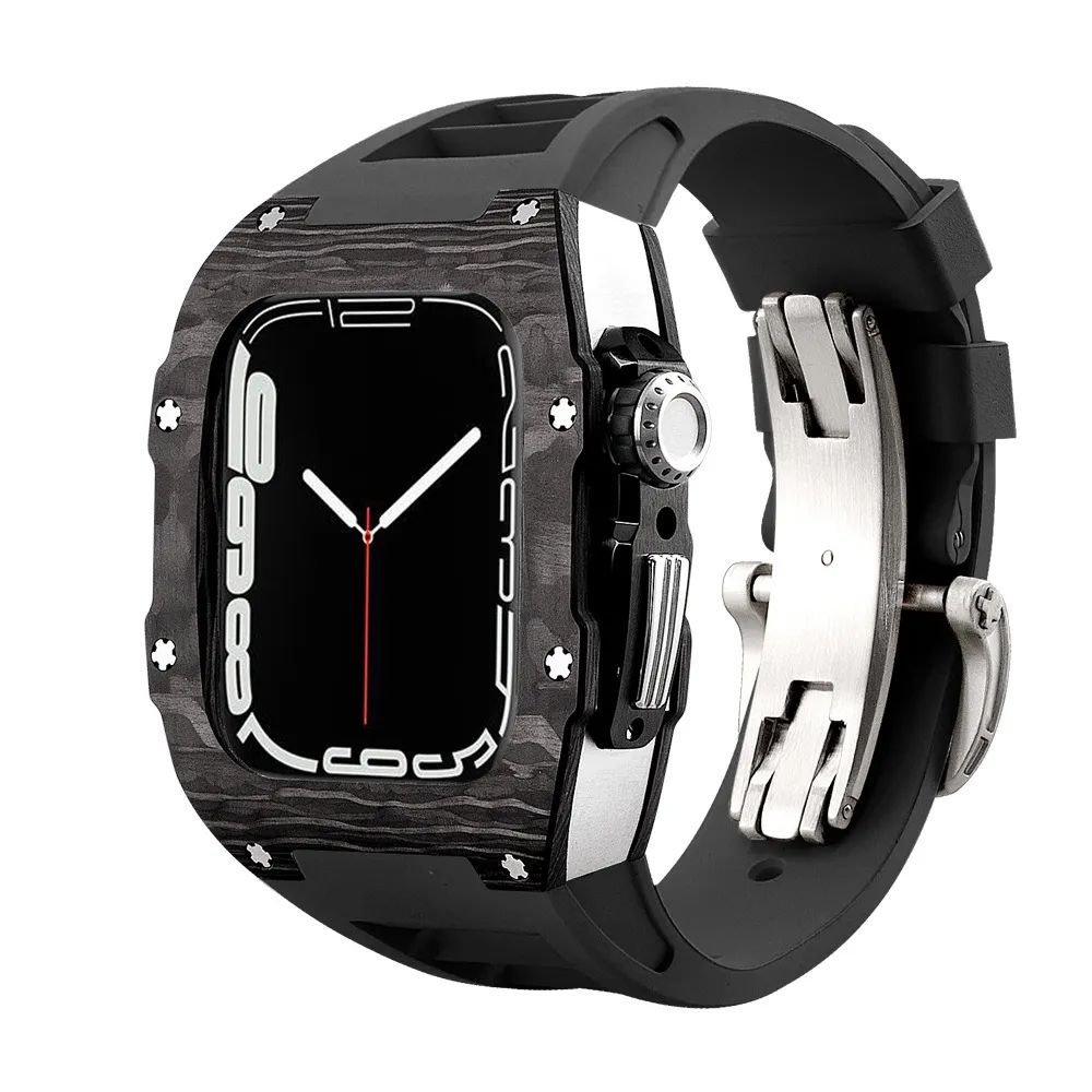 Carbon Fibre Case/Black Band/Silver Buckle