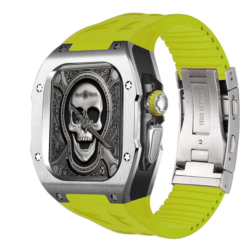 Titanium Case+Neon Green Band+Silver Buckle