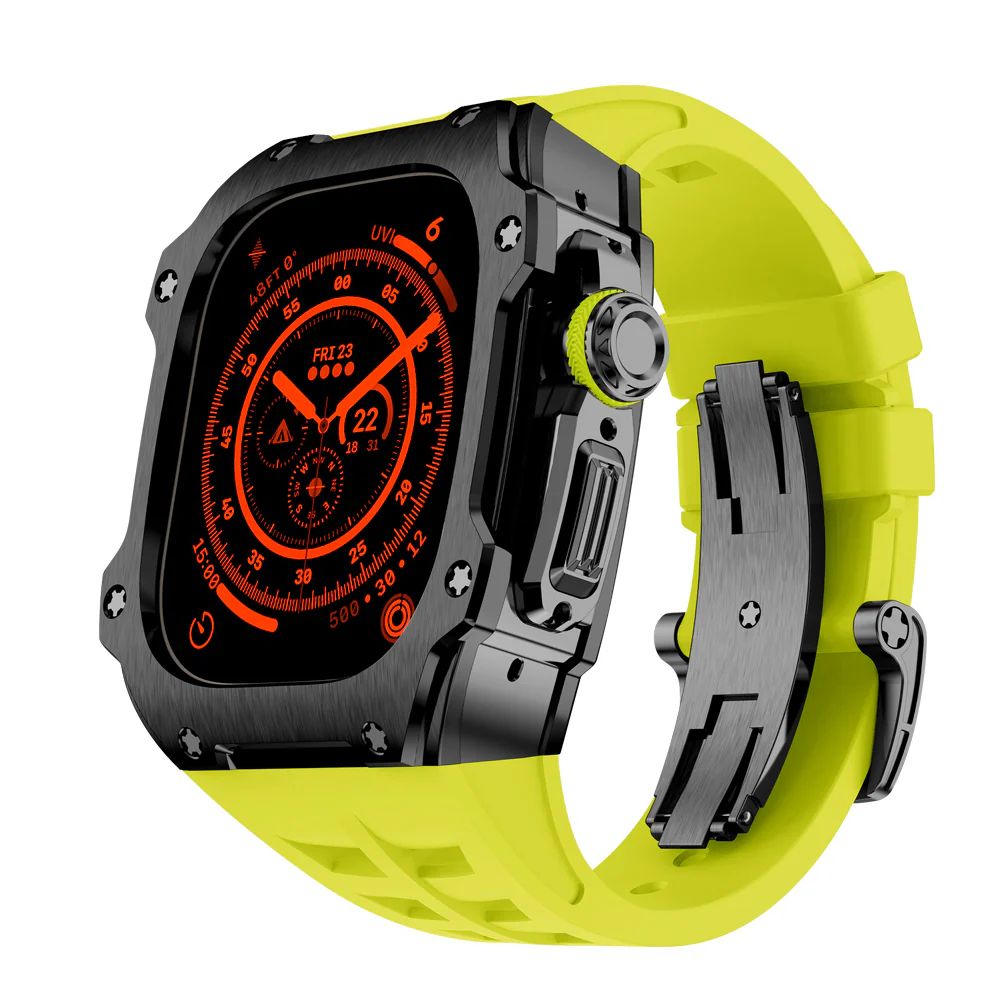 PVD Black Stainless Steel Case+Neon Green Band+Black Buckle