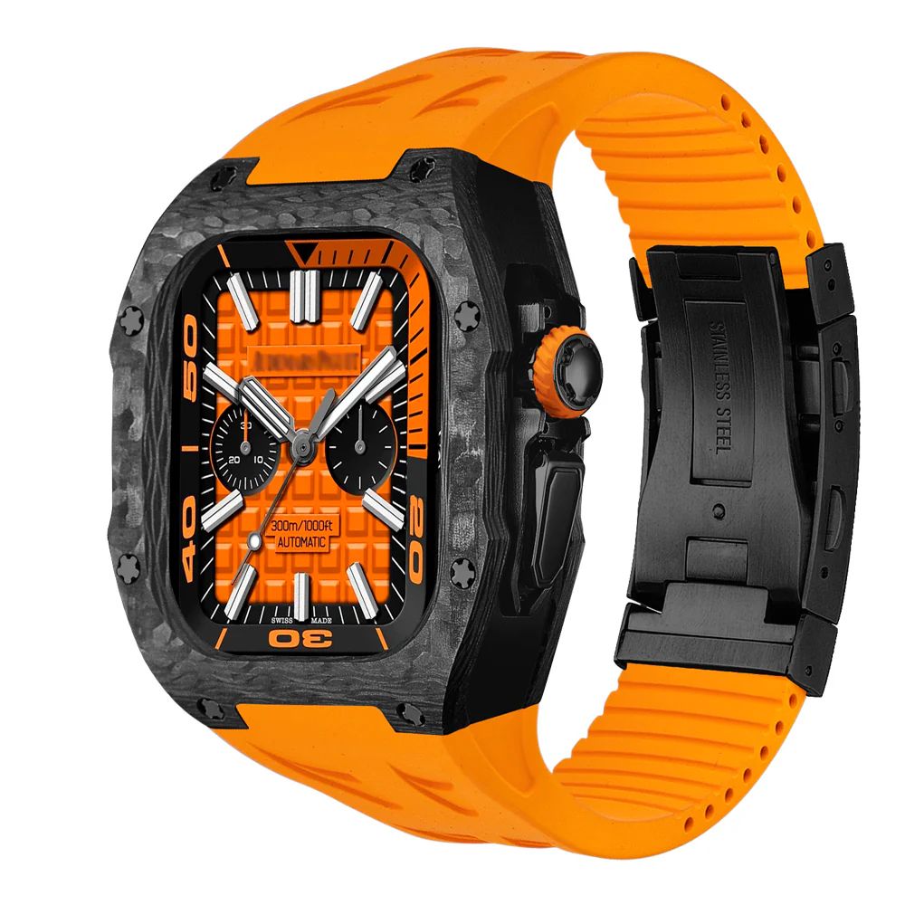 Carbon Fiber Case+Orange Band+Black Buckle