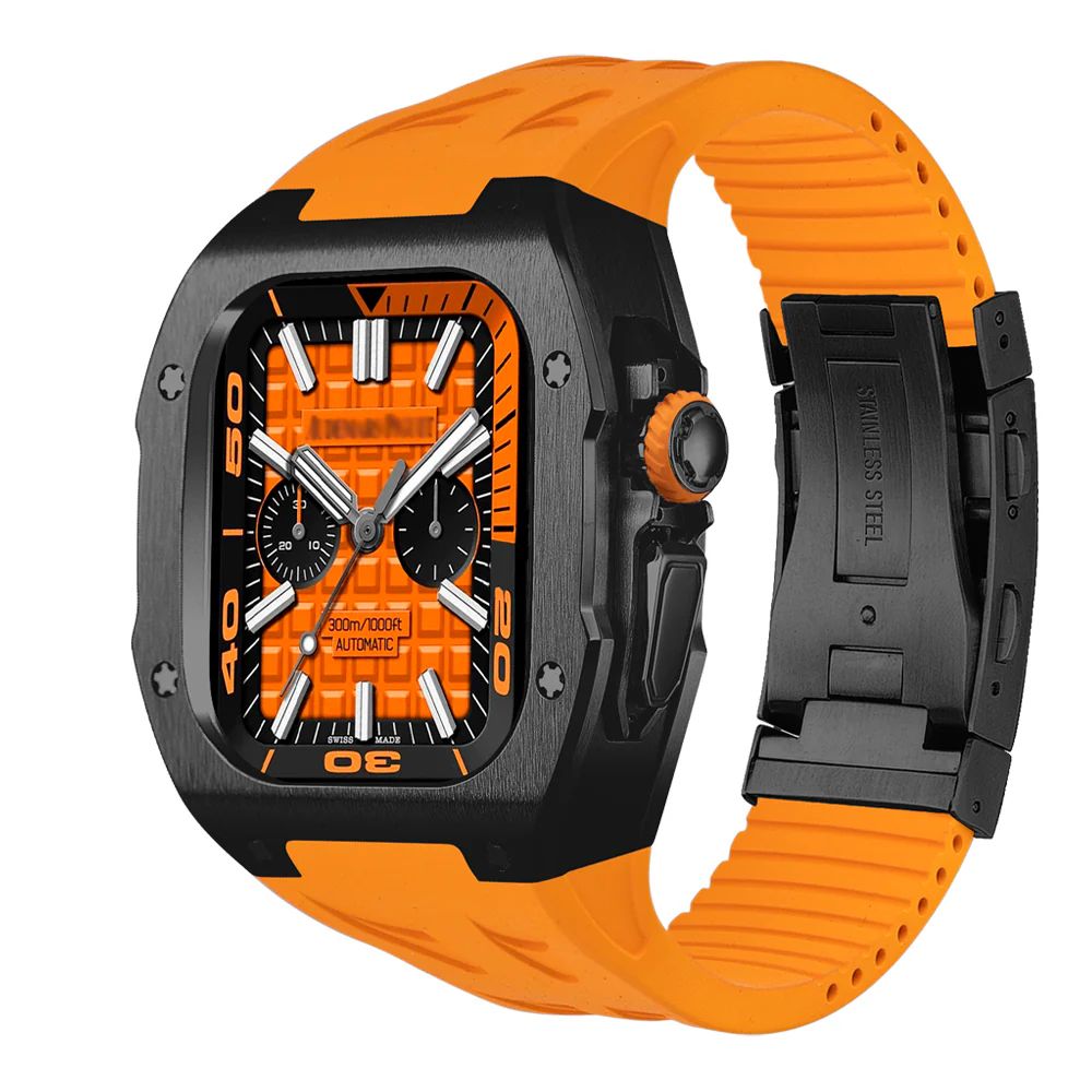 Titanium Case+Orange Band+Black Buckle