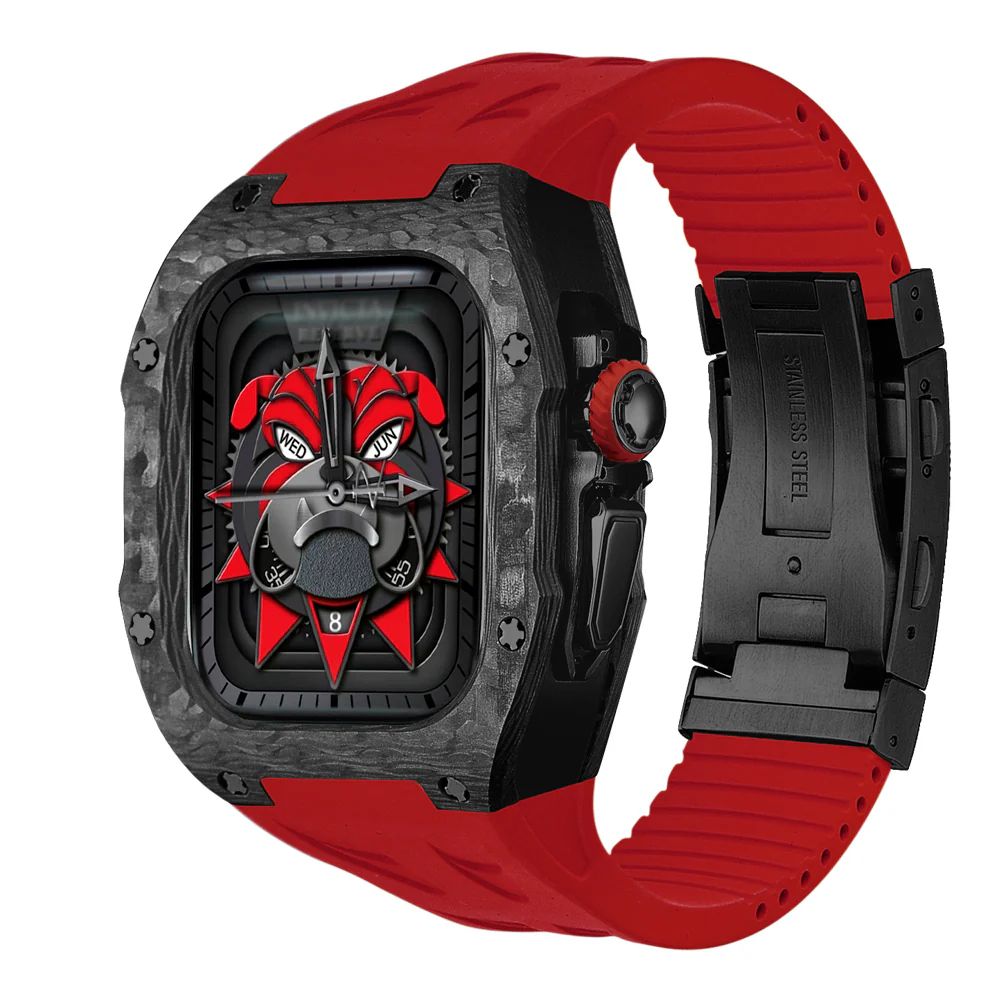 Carbon Fiber Case+Red Band+Black Buckle