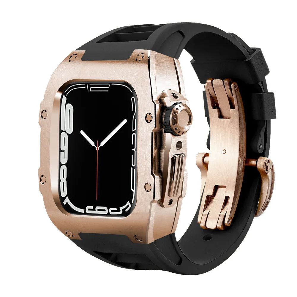 Rose Gold Stainless Steel Case/Black Band/Rose Gold Buckle