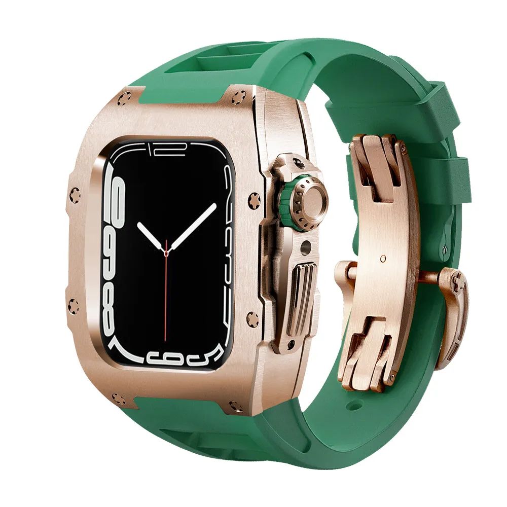 Rose Gold Stainless Steel Case/Green Band/Rose Gold Buckle