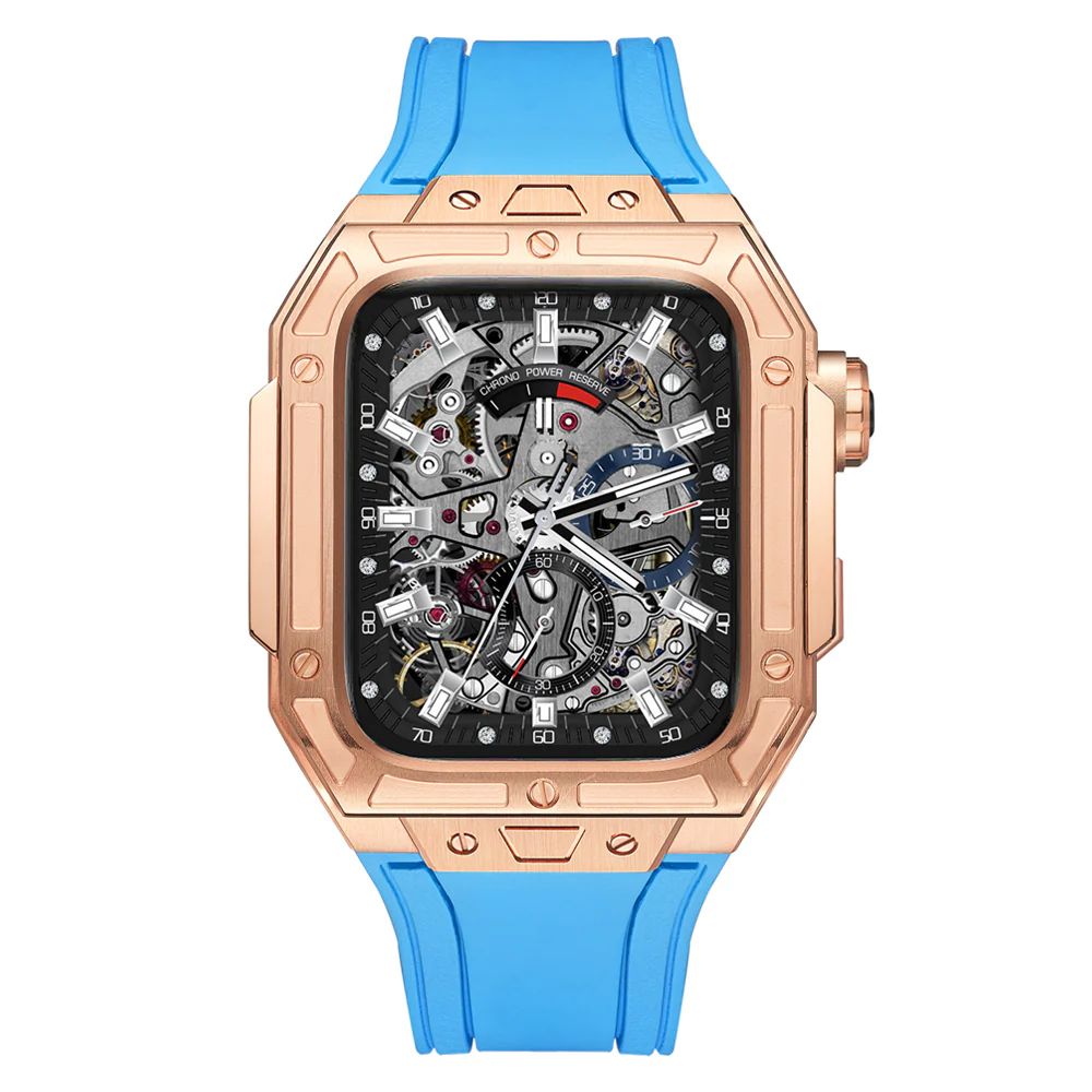 Rose Gold Case+Light Blue Strap