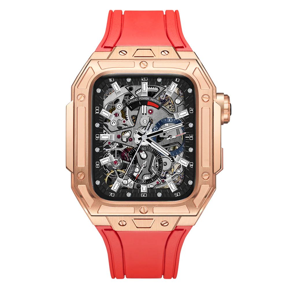 Rose Gold Case+Red Strap