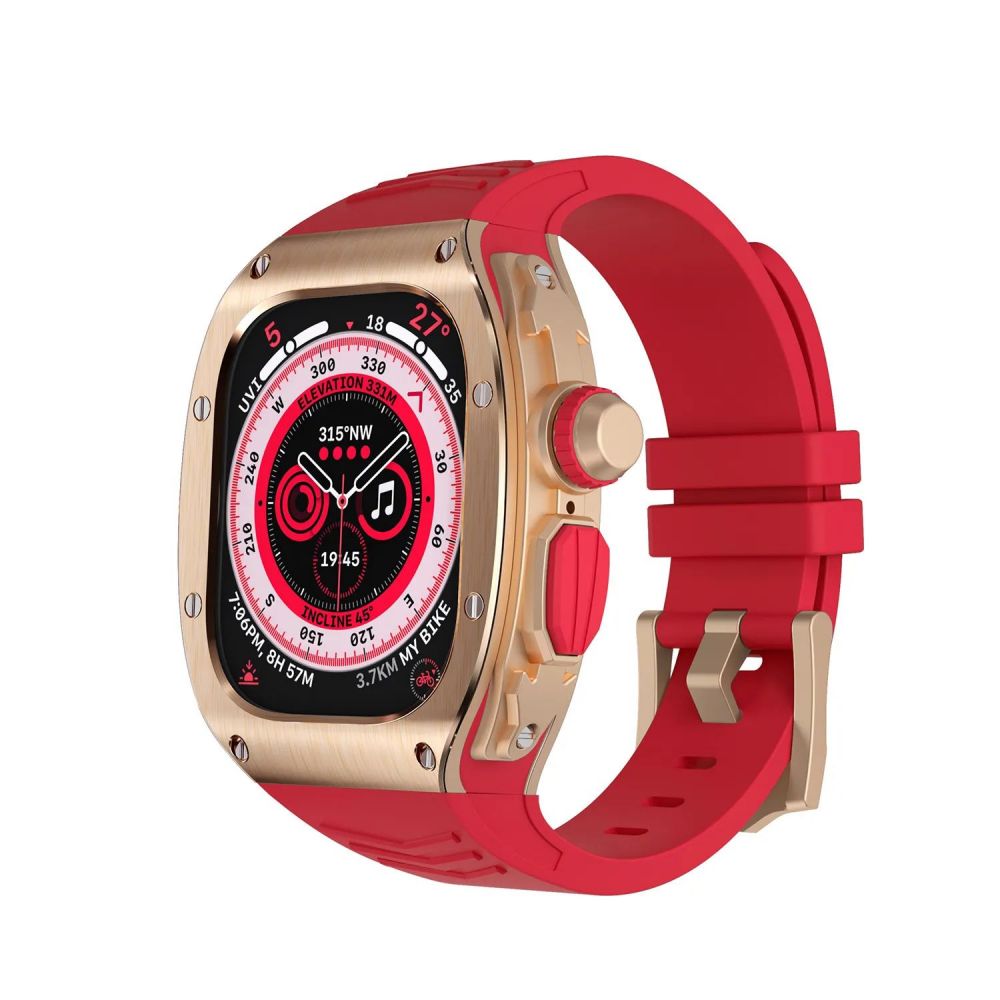 Rose Gold Case + Red Band