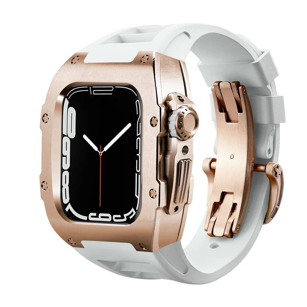 Rose Gold Stainless Steel Case/White Band/Rose Gold Buckle