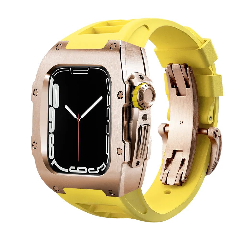 Rose Gold Stainless Steel Case/Yellow Band/Rose Gold Buckle