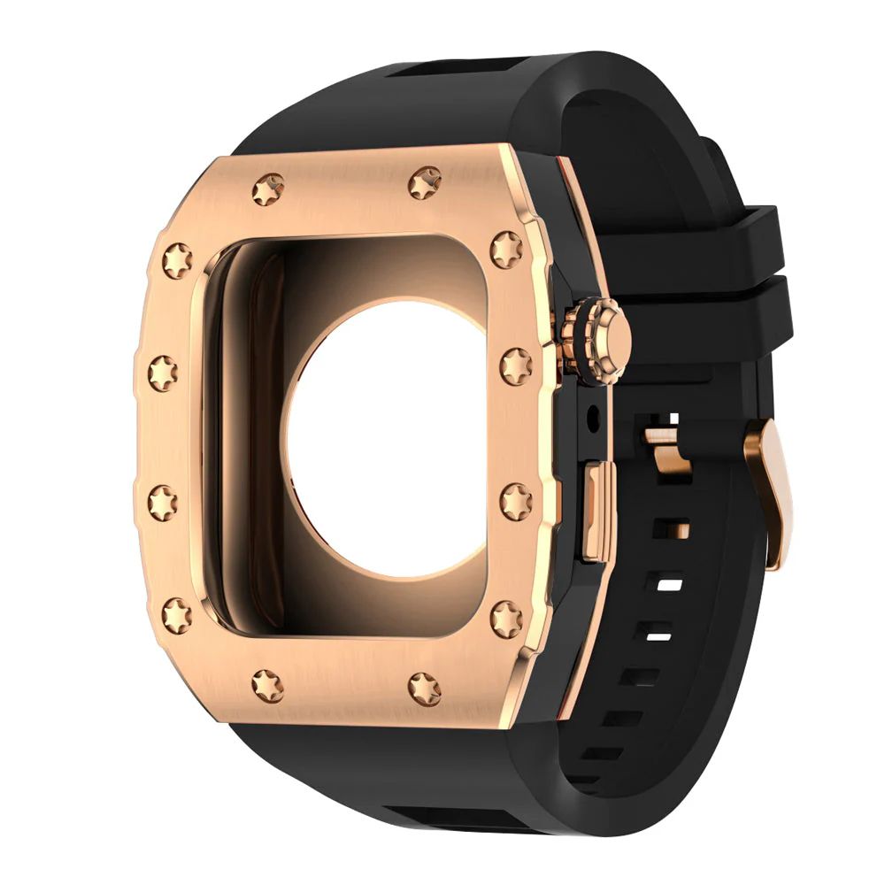 Rose Gold/Black Case+Black Band+Rose Gold Buckle