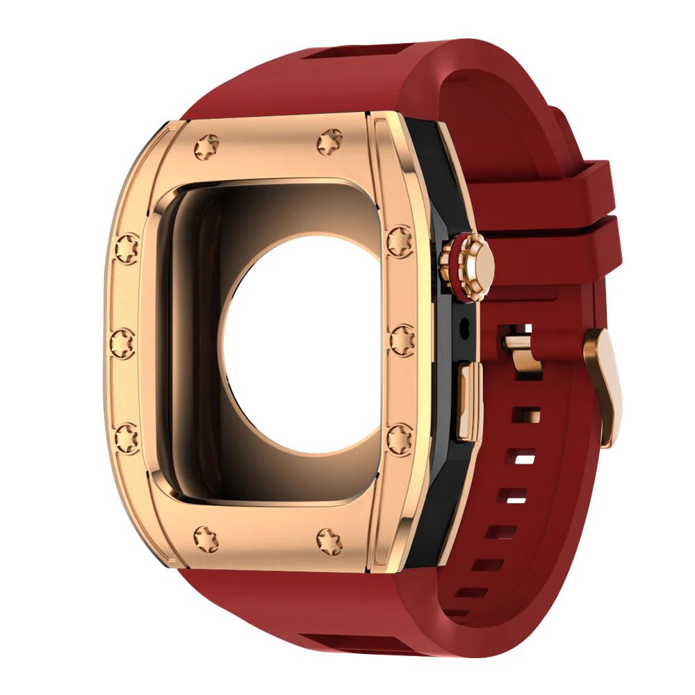 Rose Gold/Black Case+Red Band+Rose Gold Buckle