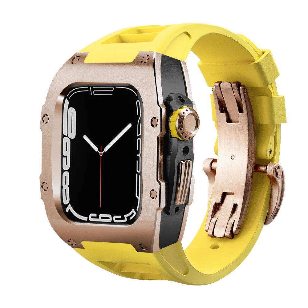 Rose Gold/Black Case+Yellow Strap+Rose Gold Buckle