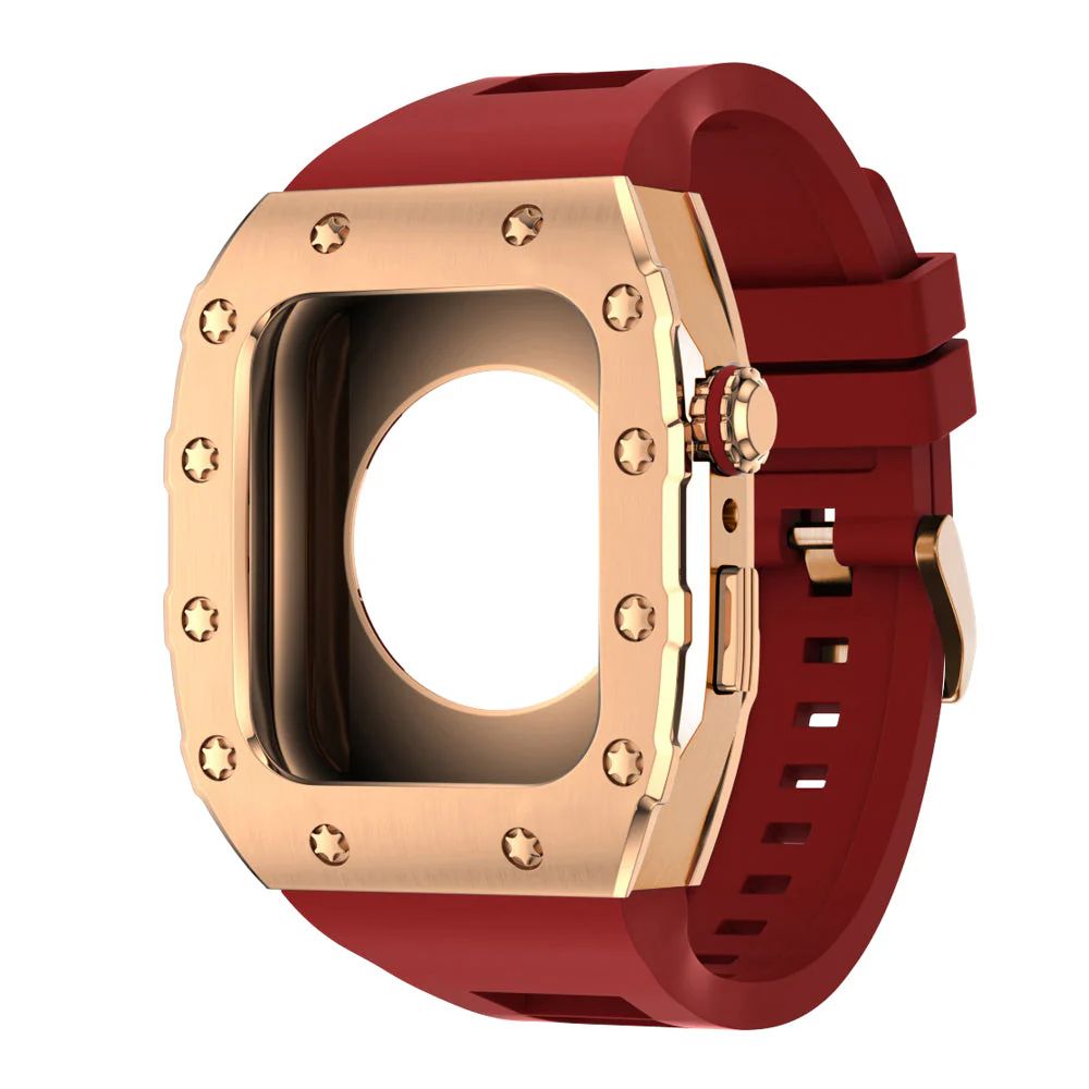 Rose Gold Case+Red Band+Rose Gold Buckle