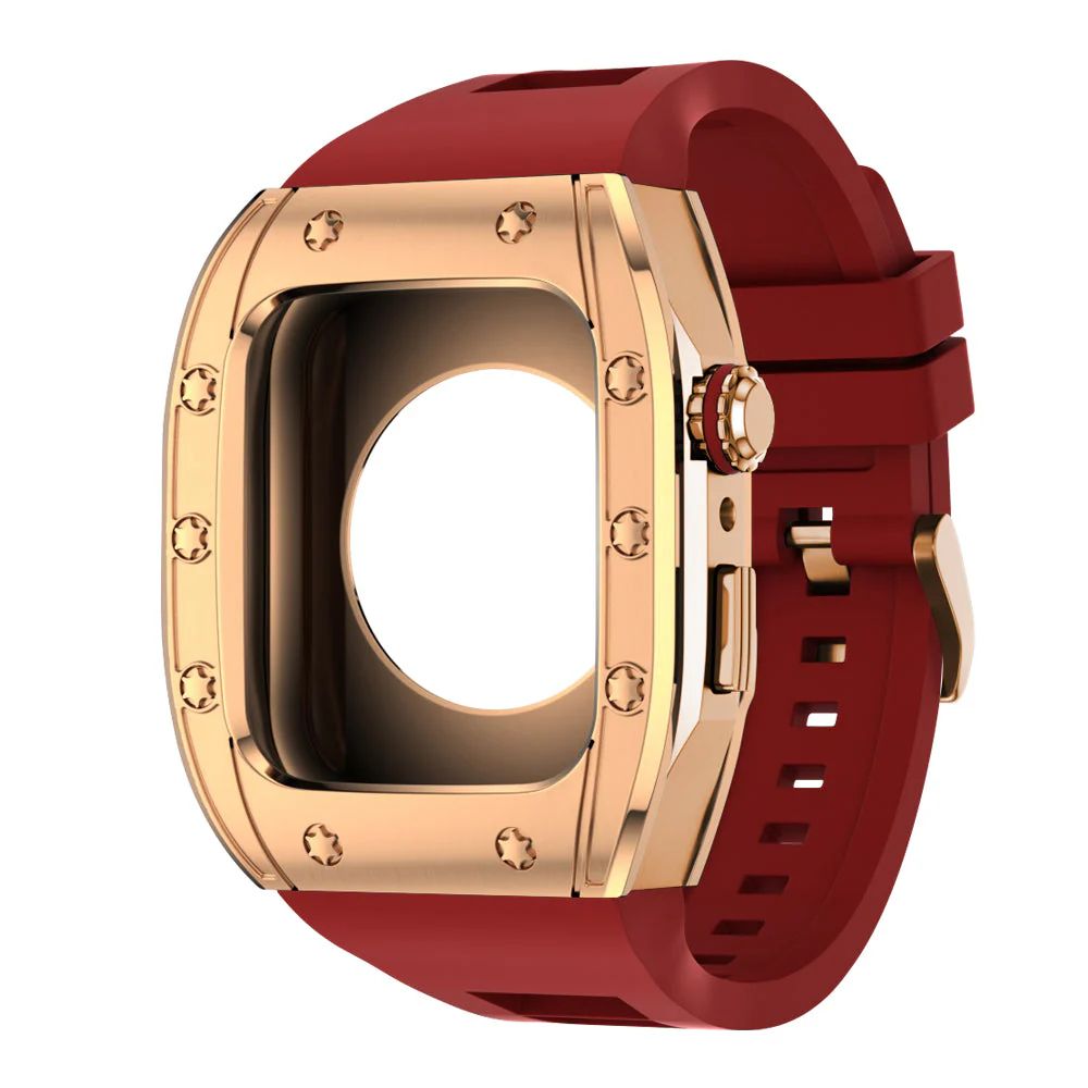 Rose Gold Case+Red Band+Rose Gold Buckle