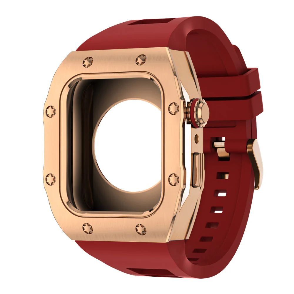 Rose Gold Case+Red Band+Rose Gold Buckle