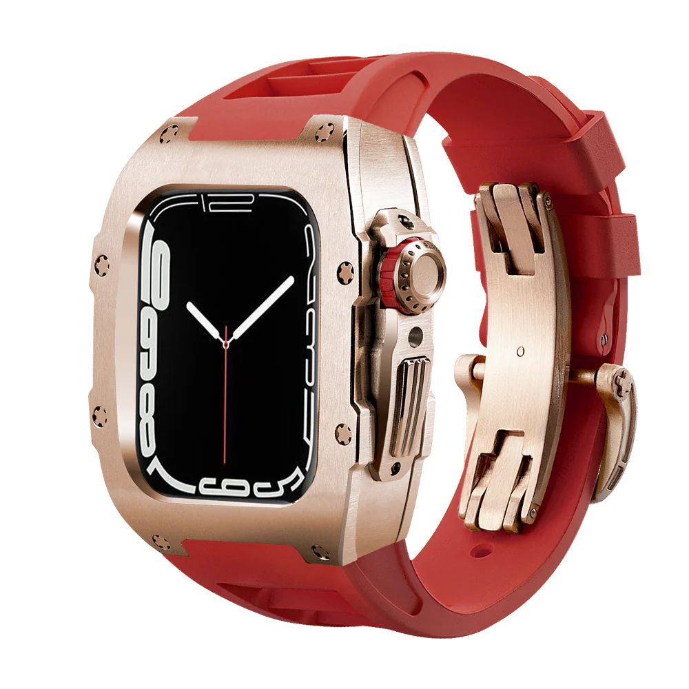 Rose Gold/Rose Gold Case+Red Strap+Rose Gold Buckle