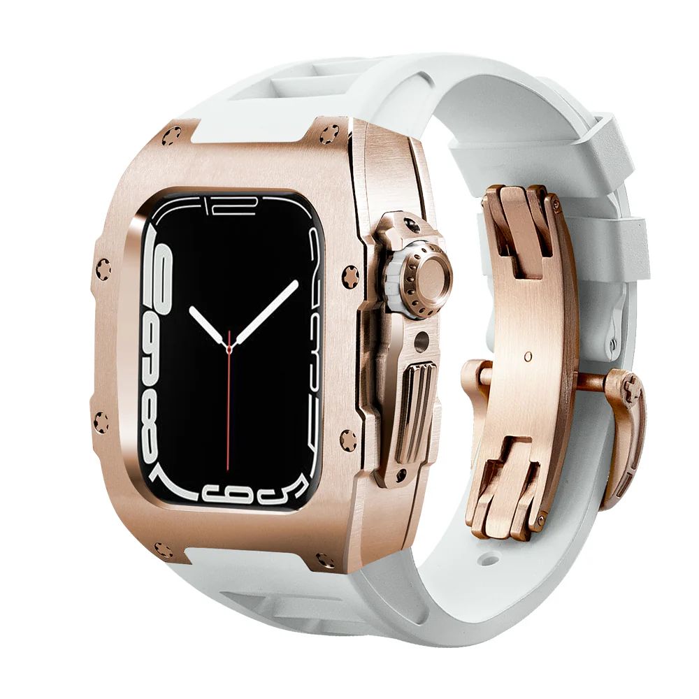 Rose Gold/Rose Gold Case+White Strap+Rose Gold Buckle