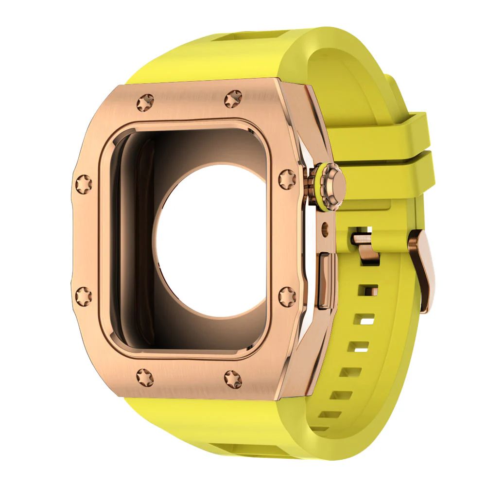 Rose Gold Case+Yellow Band+Rose Gold Buckle