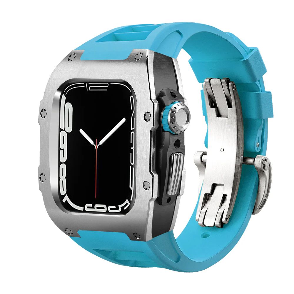 Silver/Black Case+Blue Strap+Silver Buckle