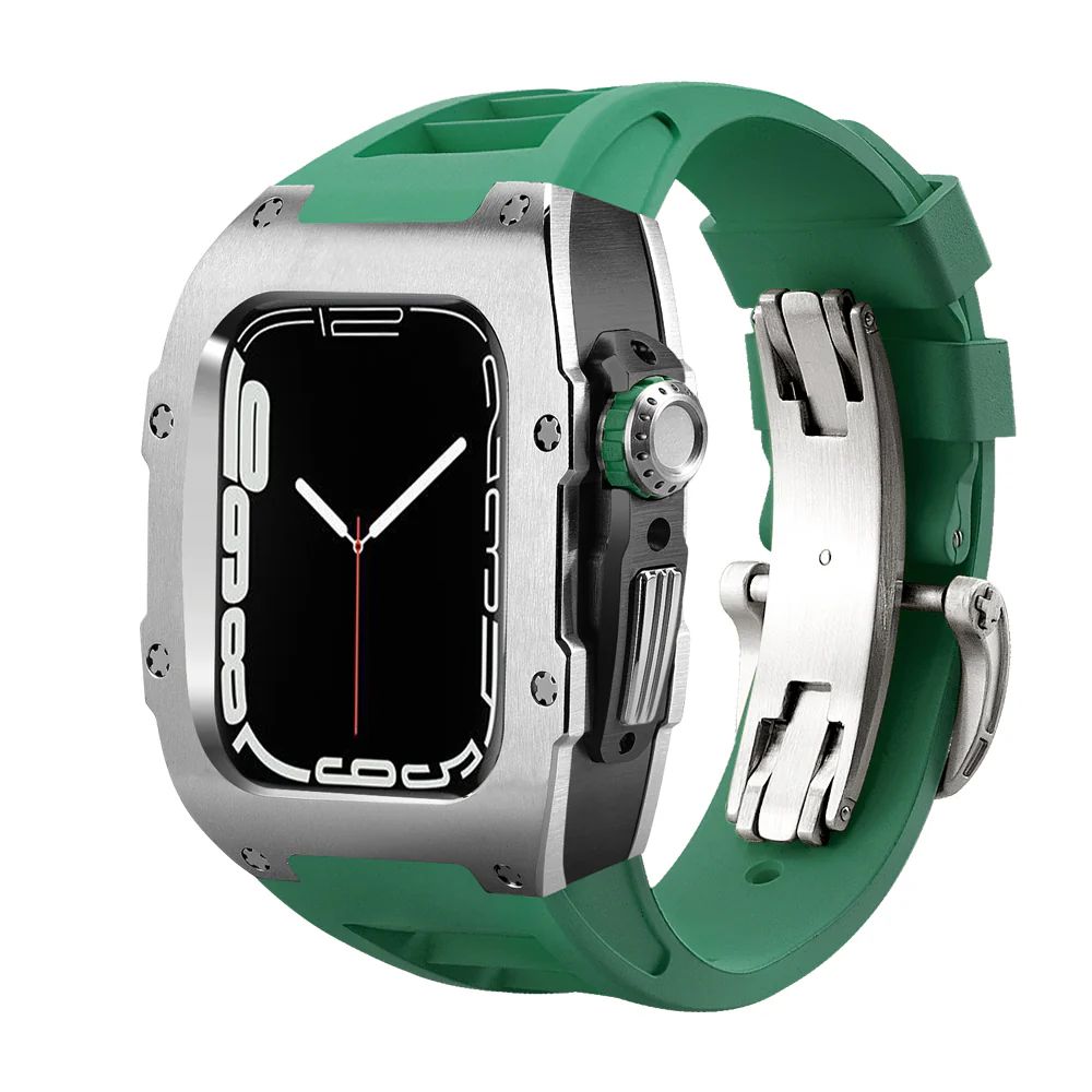 Silver/Black Case+Green Strap+Silver Buckle