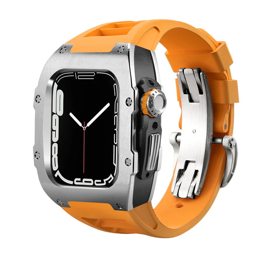 Silver/Black Case+Orange Strap+Silver Buckle