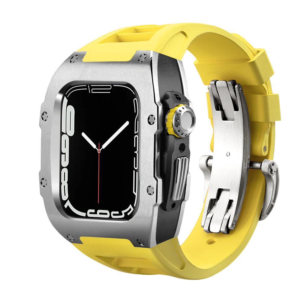 Silver/Black Case+Yellow Strap+Silver Buckle