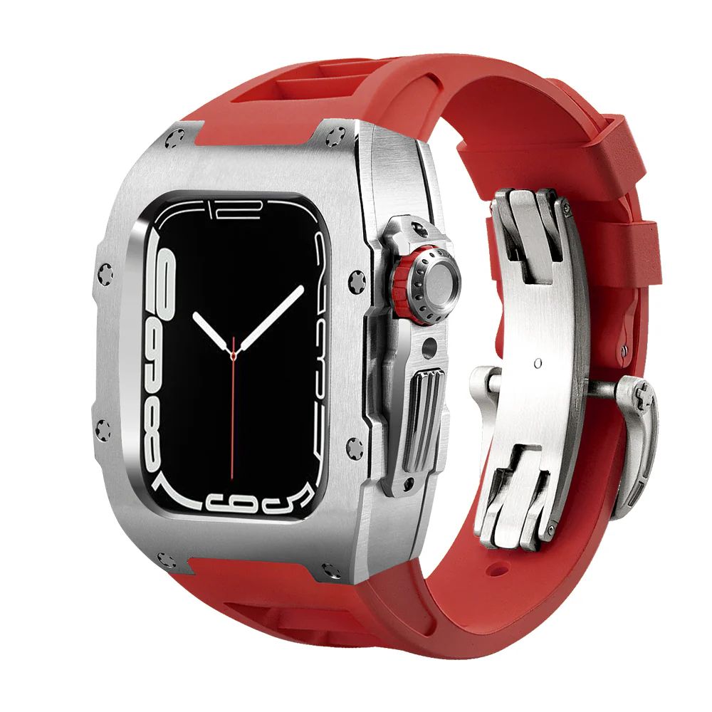 Silver Case+Red Strap+Silver Buckle