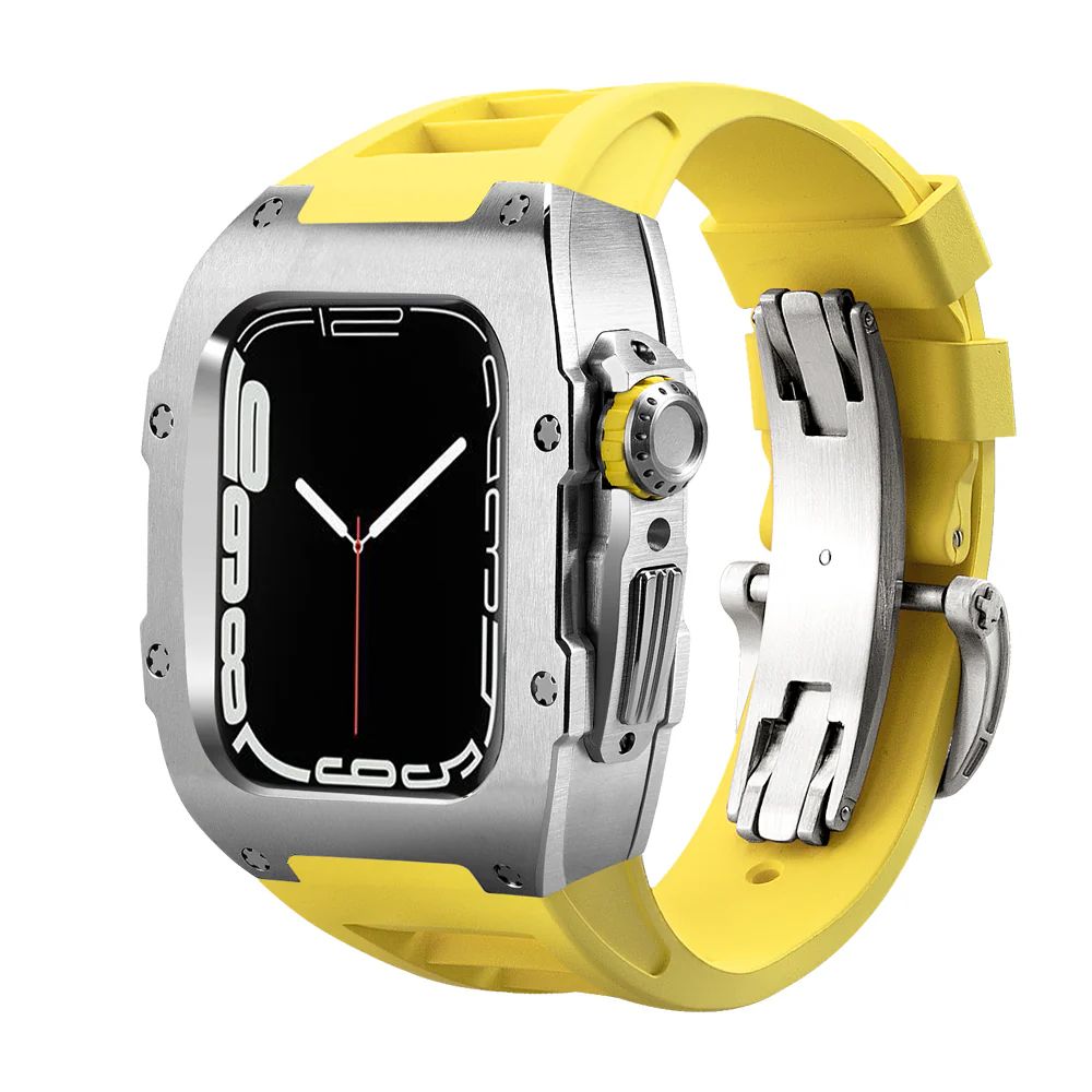 Silver Case+Yellow Strap+Silver Buckle