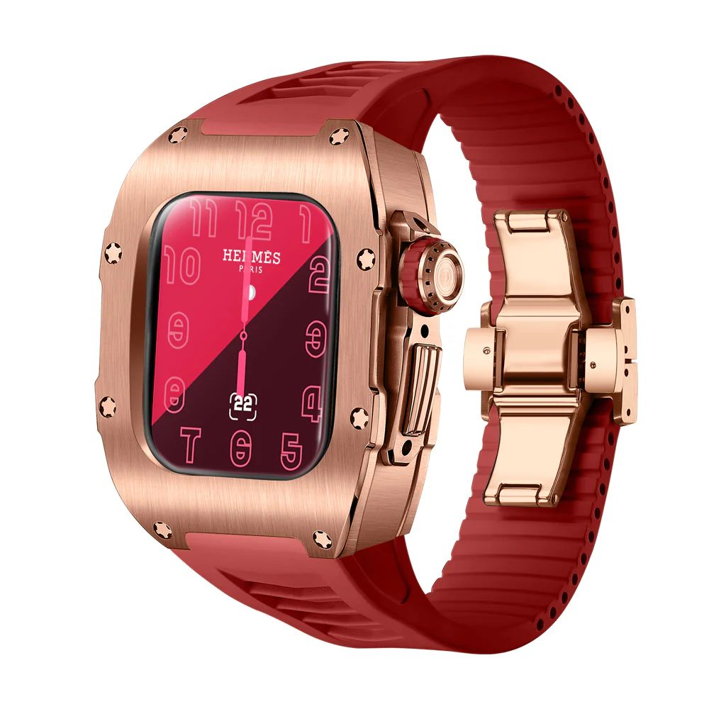 Rose Gold Titanium Case+Red Band+PVD Rose Gold Buckle